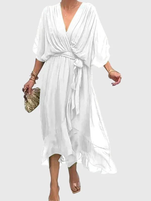 Isobel | Wrap V-Neck Summer Maxi Dress with Dolman Sleeves