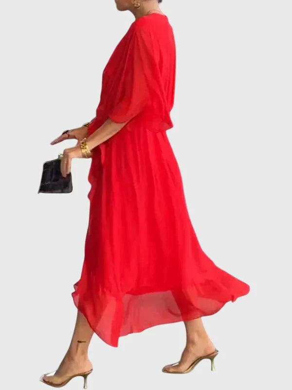 Isobel | Wrap V-Neck Summer Maxi Dress with Dolman Sleeves