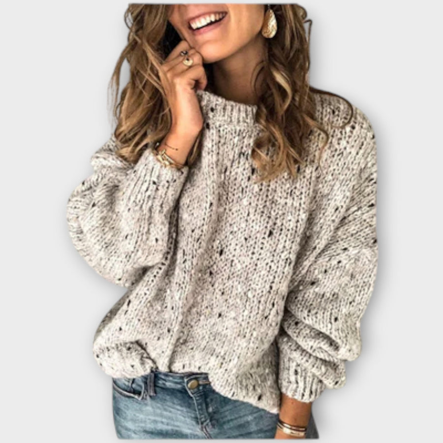 Women's Oversized Chunky Knit Sweater, Mock Neck