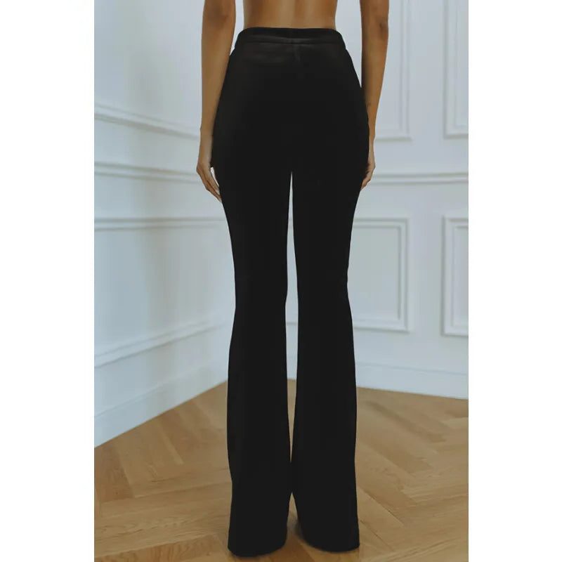 Ivette | Velvet Blazer and Wide Leg Pants Set for Women