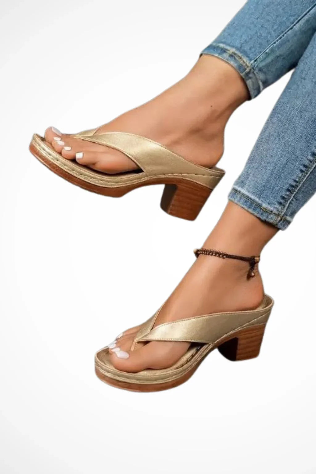 Jean | Women's Open Toe Platform Block Heel Thong Sandals