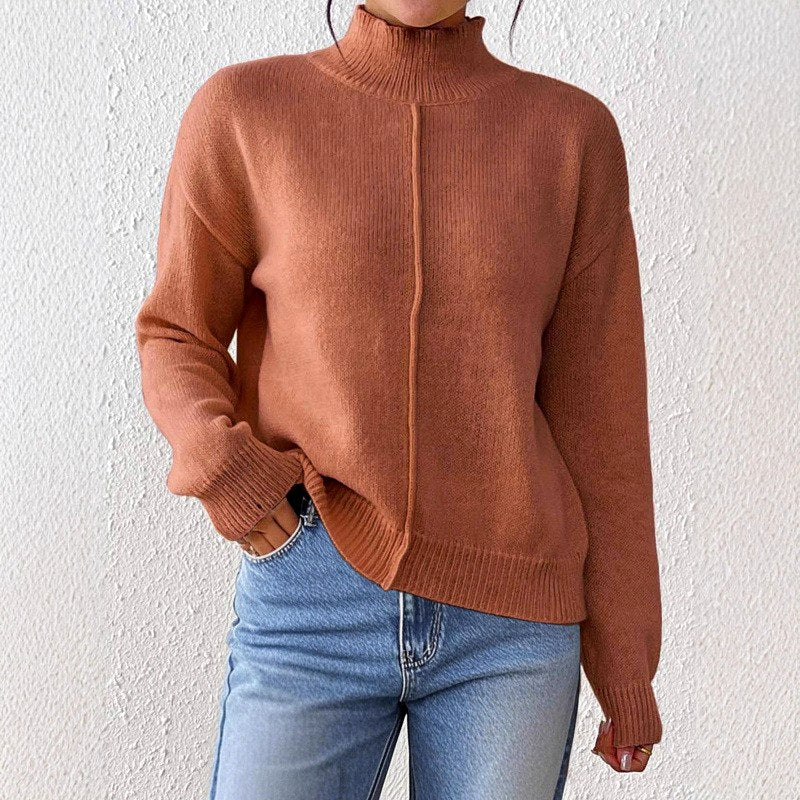 Jennifer - Women's Ribbed Turtleneck Knit Sweater