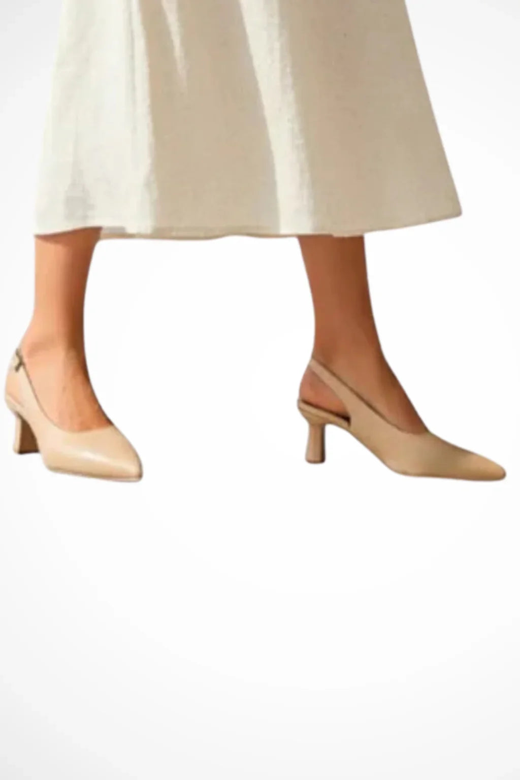 Joanne | Women's Kitten Heel Pointed Toe Slingback Heels with Ankle Strap