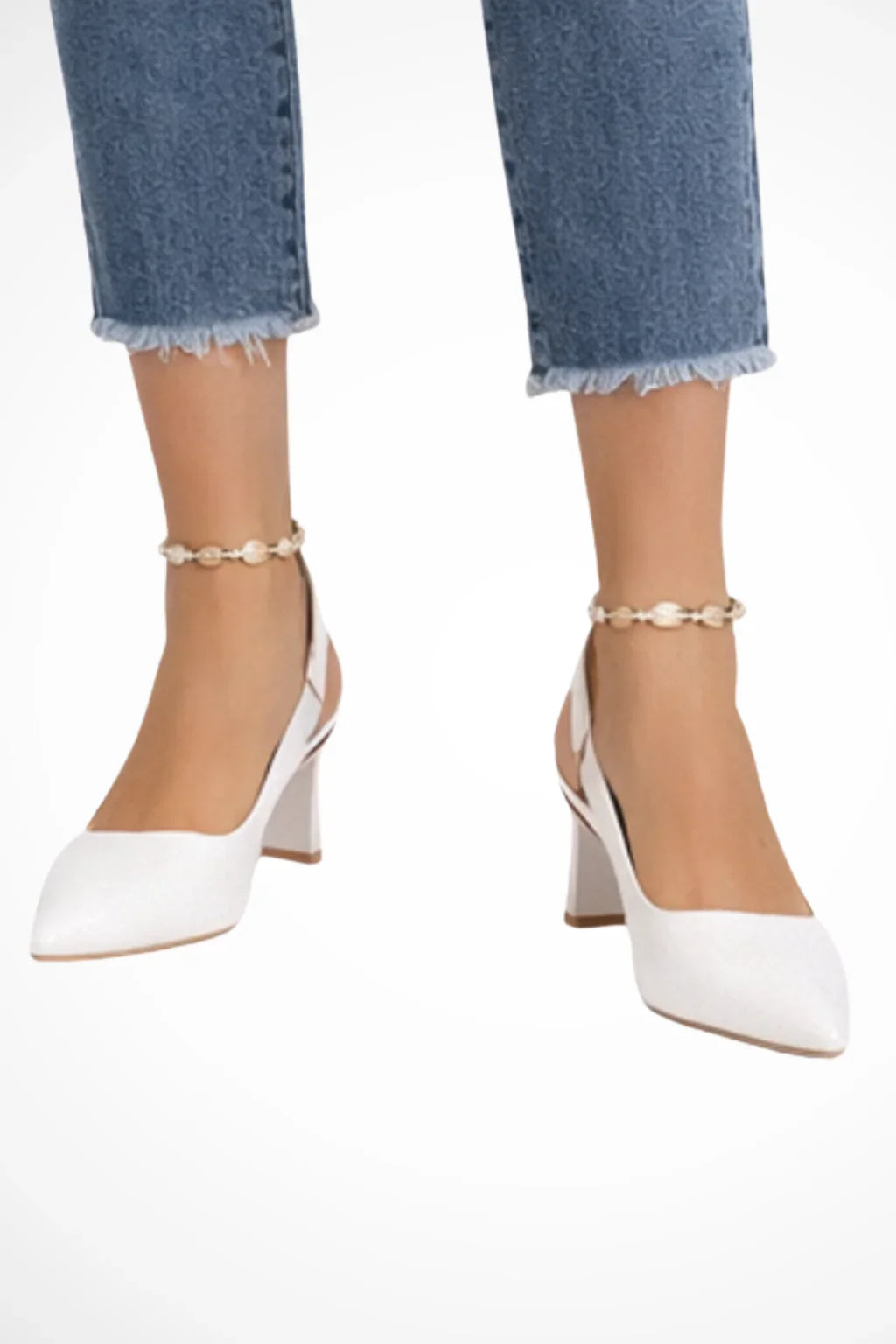 Joanne | Women's Kitten Heel Pointed Toe Slingback Heels with Ankle Strap