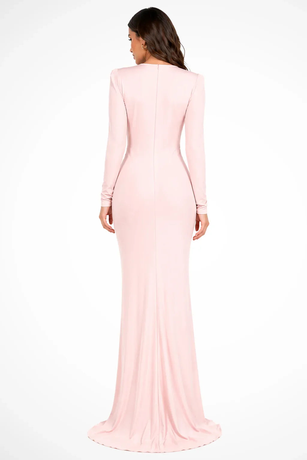 Jocasta | Deep V-Neck Long Sleeve Occasion Maxi Dress with Side Slit