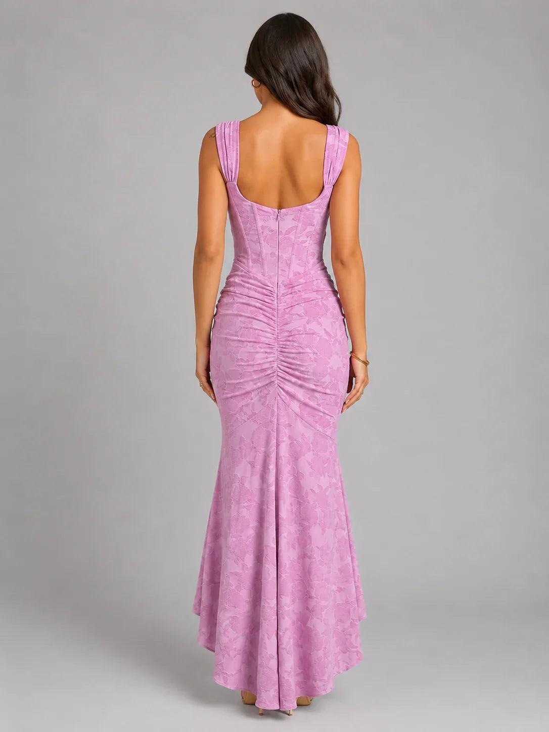 Jodie | Floral Corset Maxi Dress with Asymmetrical Hem