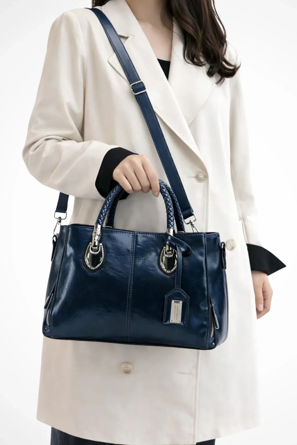 Jodie | Women's Structured Handbag with Braided Handle and Zip Pocket