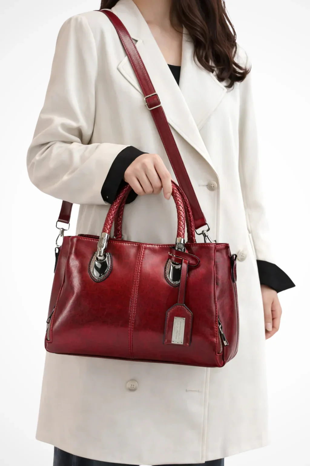 Jodie | Women's Structured Handbag with Braided Handle and Zip Pocket