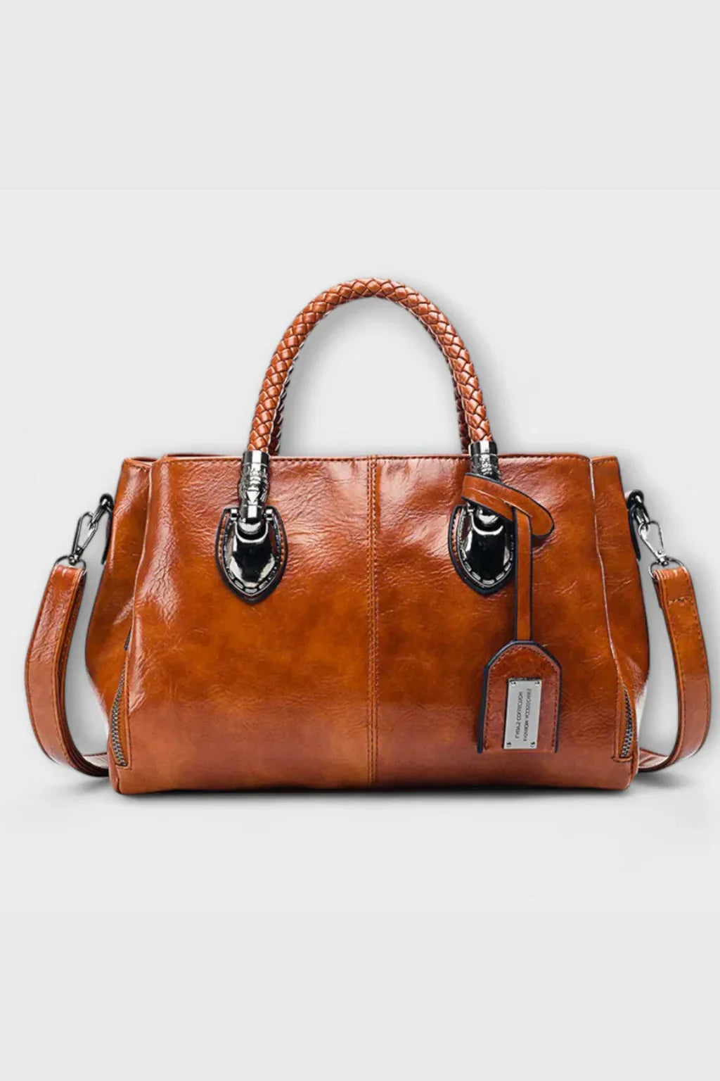 Jodie | Women's Structured Handbag with Braided Handle and Zip Pocket
