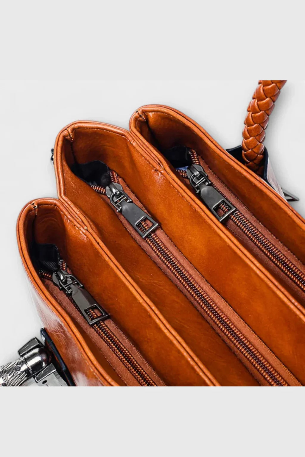 Jodie | Women's Structured Handbag with Braided Handle and Zip Pocket