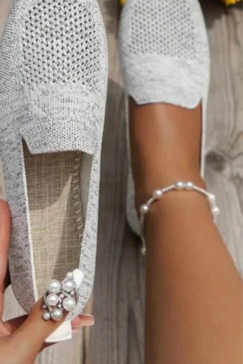Josephine | Women's Knit Mesh Square Toe Slip On Loafer Shoes with Pull Tab