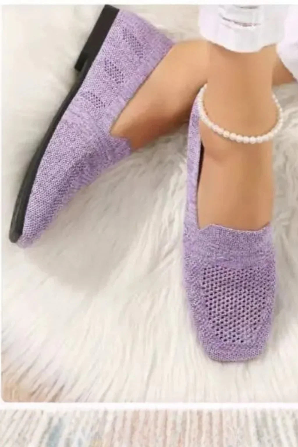 Josephine | Women's Knit Mesh Square Toe Slip On Loafer Shoes with Pull Tab