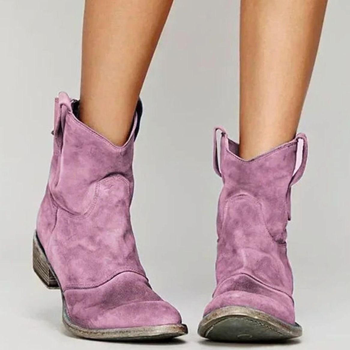 Josephine | Women's Vintage Western Suede Slip-On Ankle Boots