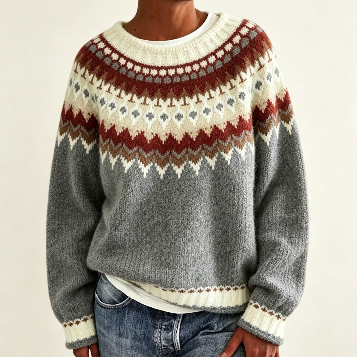 Joyce | Fair Isle Sweater with Crew Neck for Women