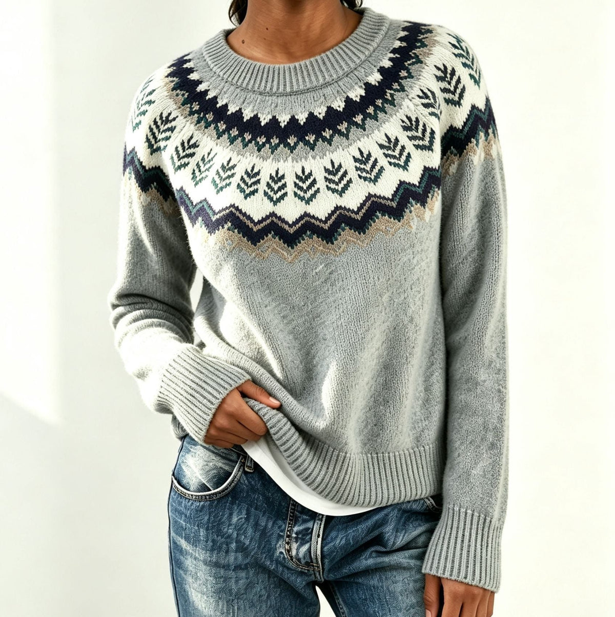 Joyce | Fair Isle Sweater with Crew Neck for Women