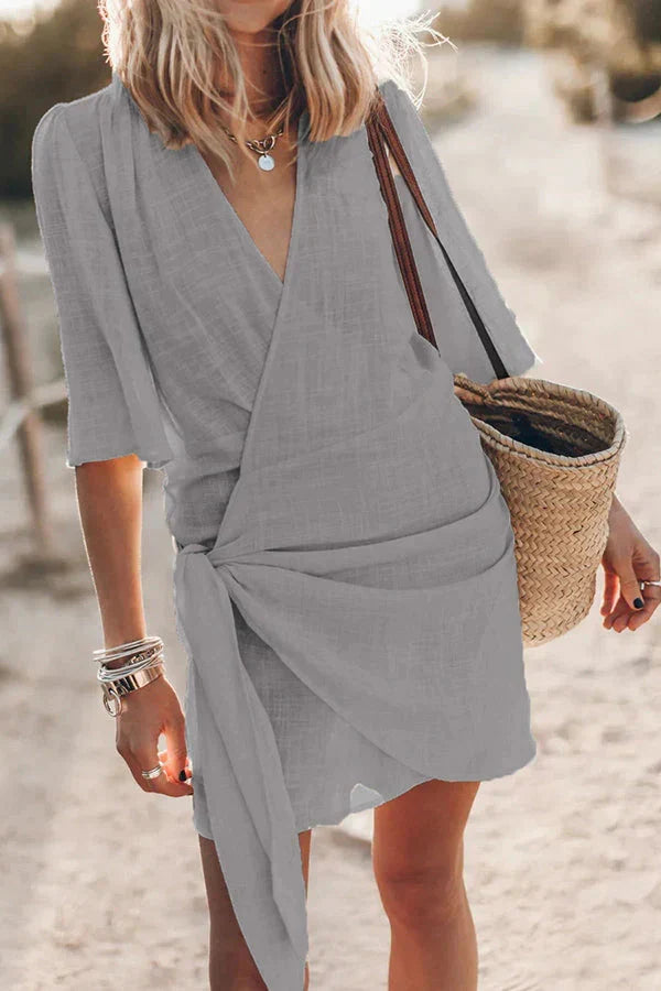 Joyce | V-Neck Wrap Summer Mini Dress with Tie Waist