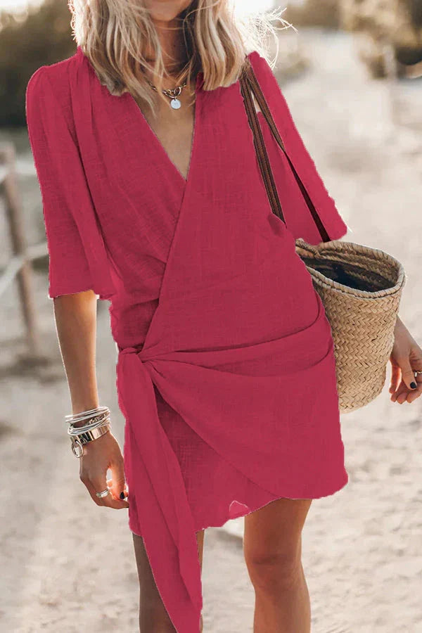 Joyce | V-Neck Wrap Summer Mini Dress with Tie Waist