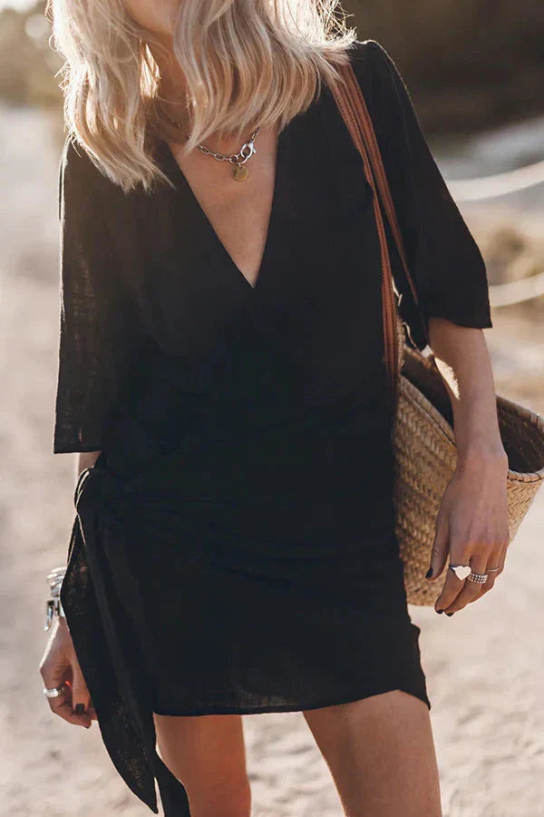 Joyce | V-Neck Wrap Summer Mini Dress with Tie Waist