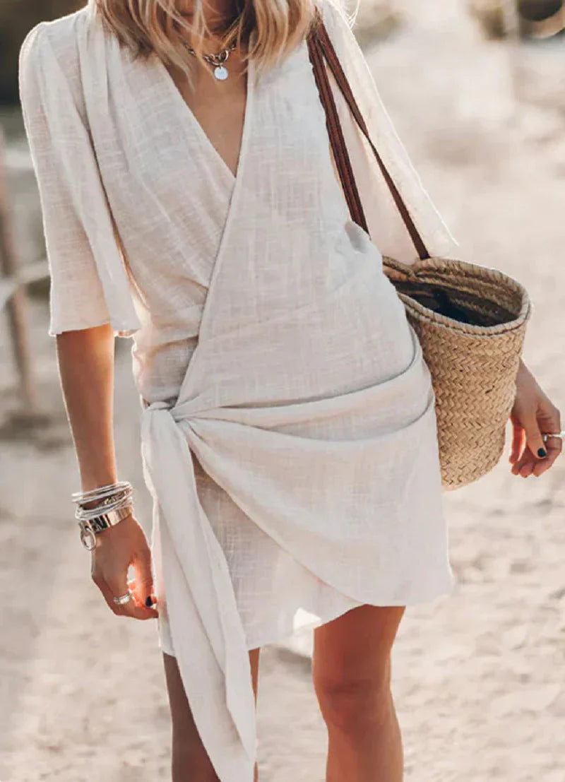 Joyce | V-Neck Wrap Summer Mini Dress with Tie Waist