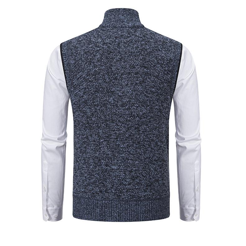Men's Textured Fleece Vest, Mock Neck, Zip Front