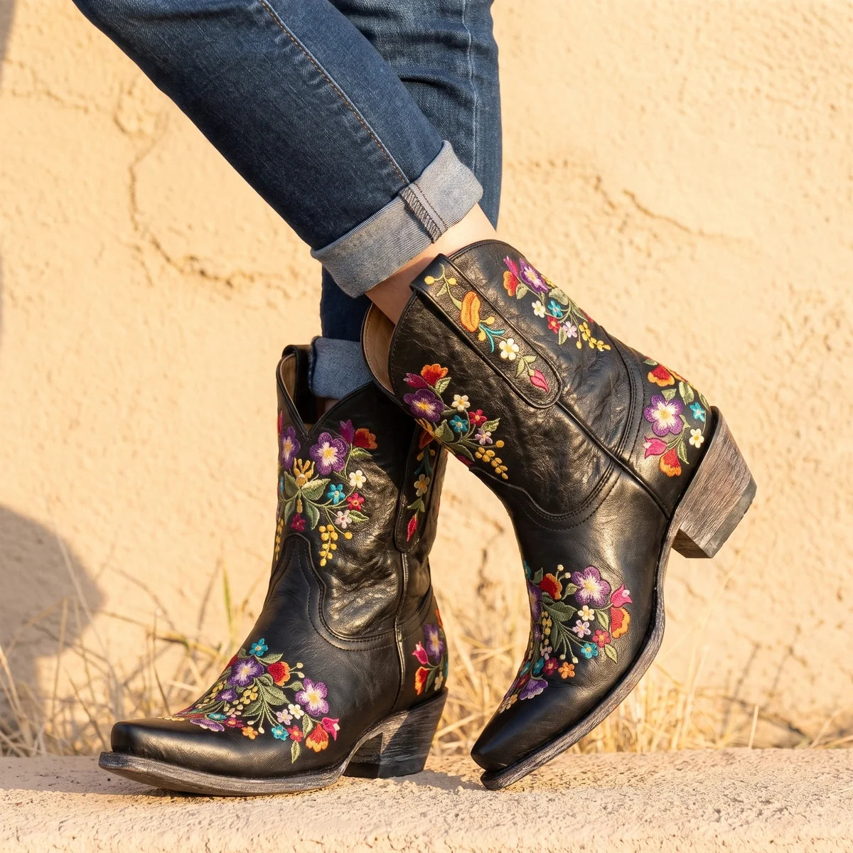 Juniper Floral Embroidered Cowboy Boots