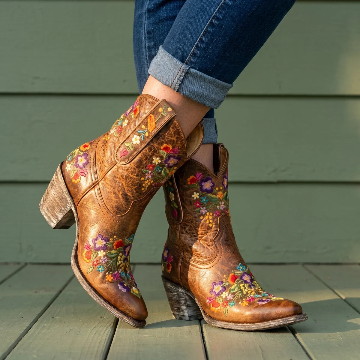 Juniper Floral Embroidered Cowboy Boots