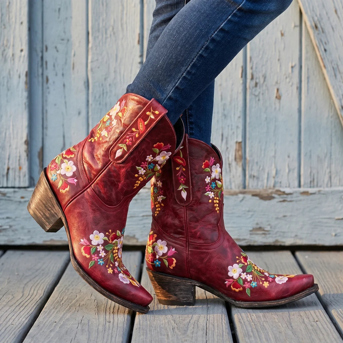 Juniper Floral Embroidered Cowboy Boots