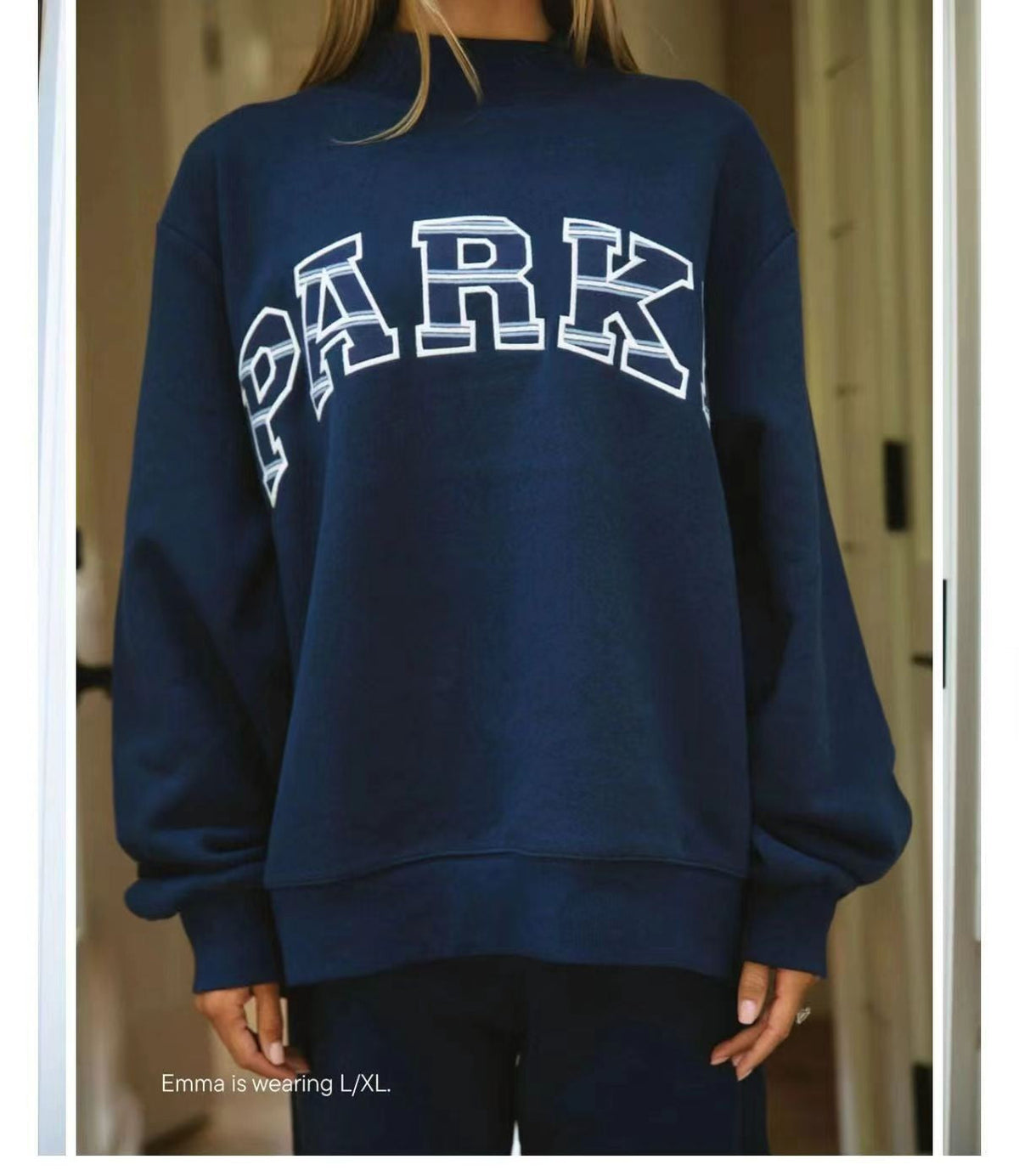Women's Oversized Varsity Sweatshirt, Mock Neck, Long Sleeves