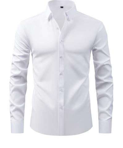 Men's Formal Long-Sleeve Button-Up Shirt, Fitted Collar