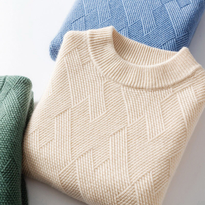 Kaelan - Men's Geometric Cashmere Knit Crewneck Sweater