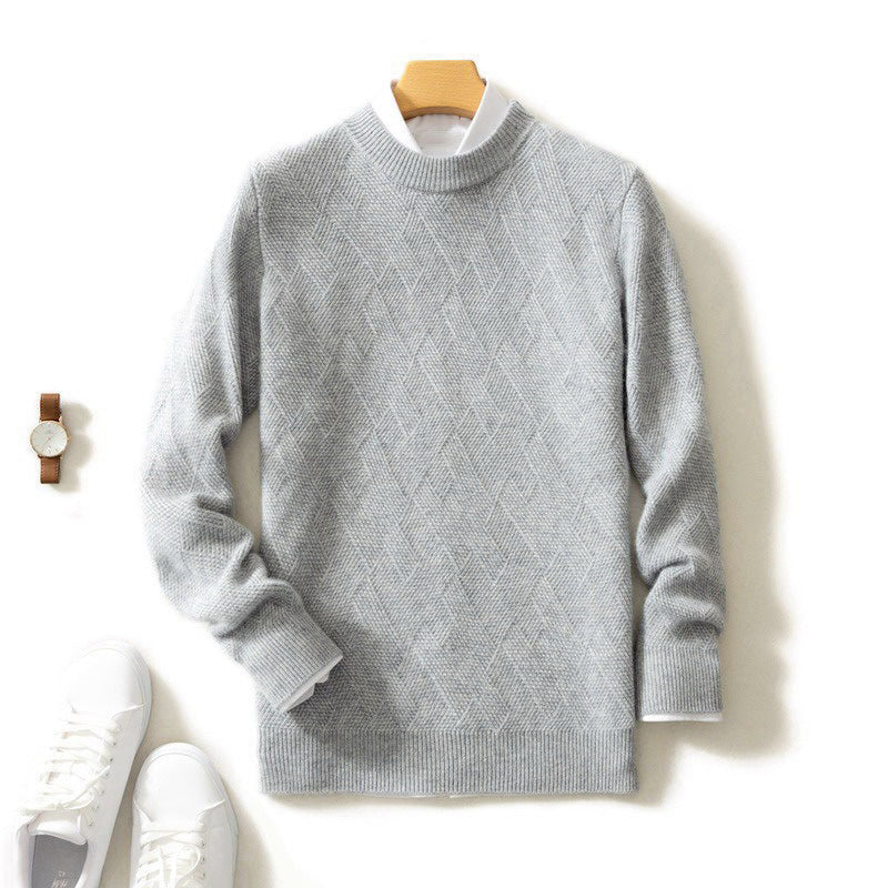 Kaelan - Men's Geometric Cashmere Knit Crewneck Sweater
