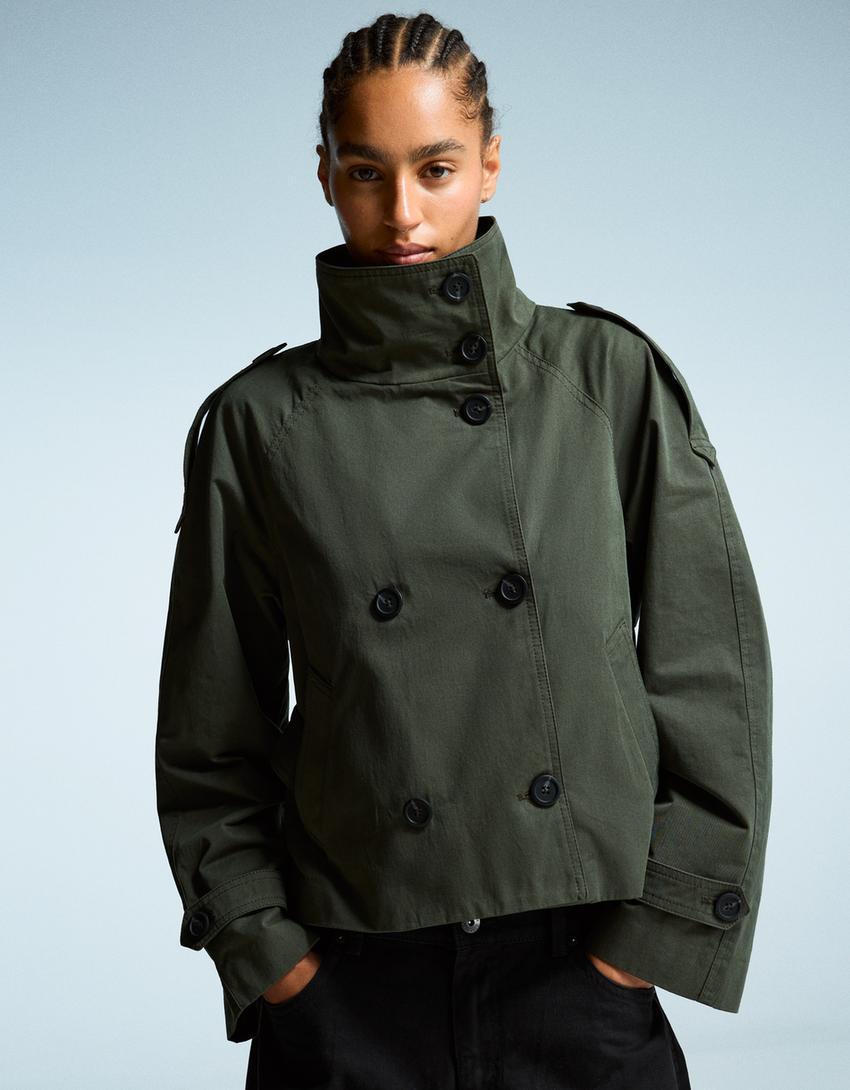 Women's Cropped Double-Breasted Belted Jacket