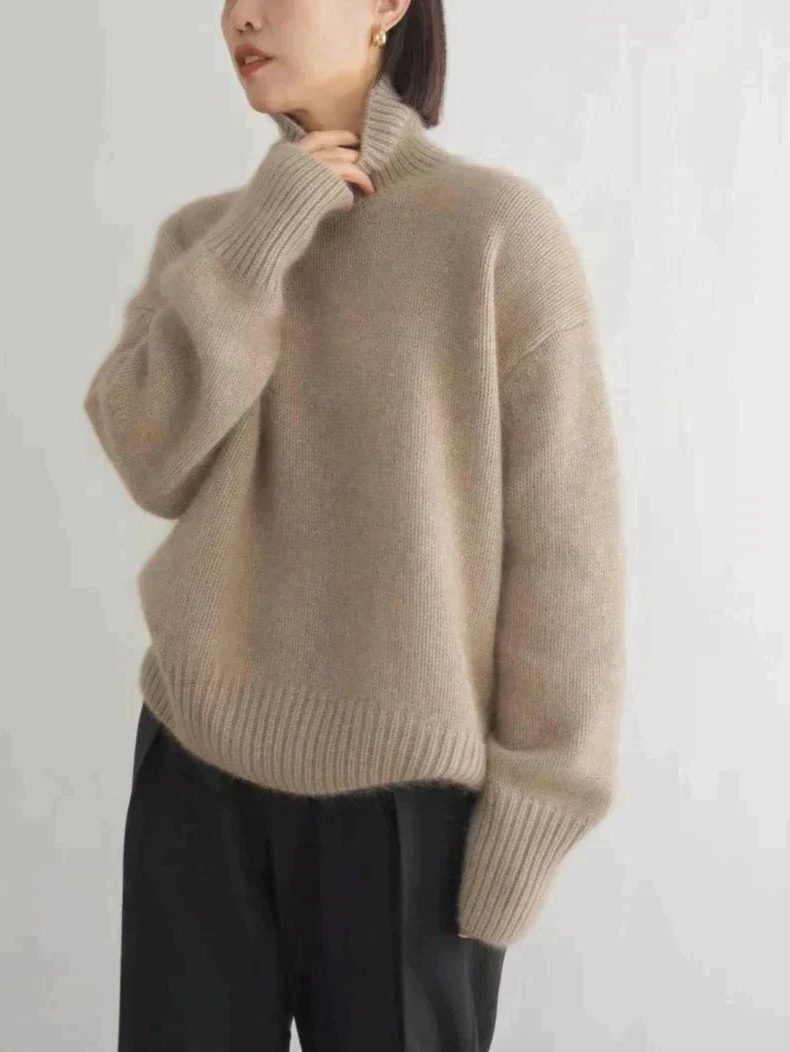 Kalina | Ribbed Knit Cashmere Turtleneck Sweater for Women