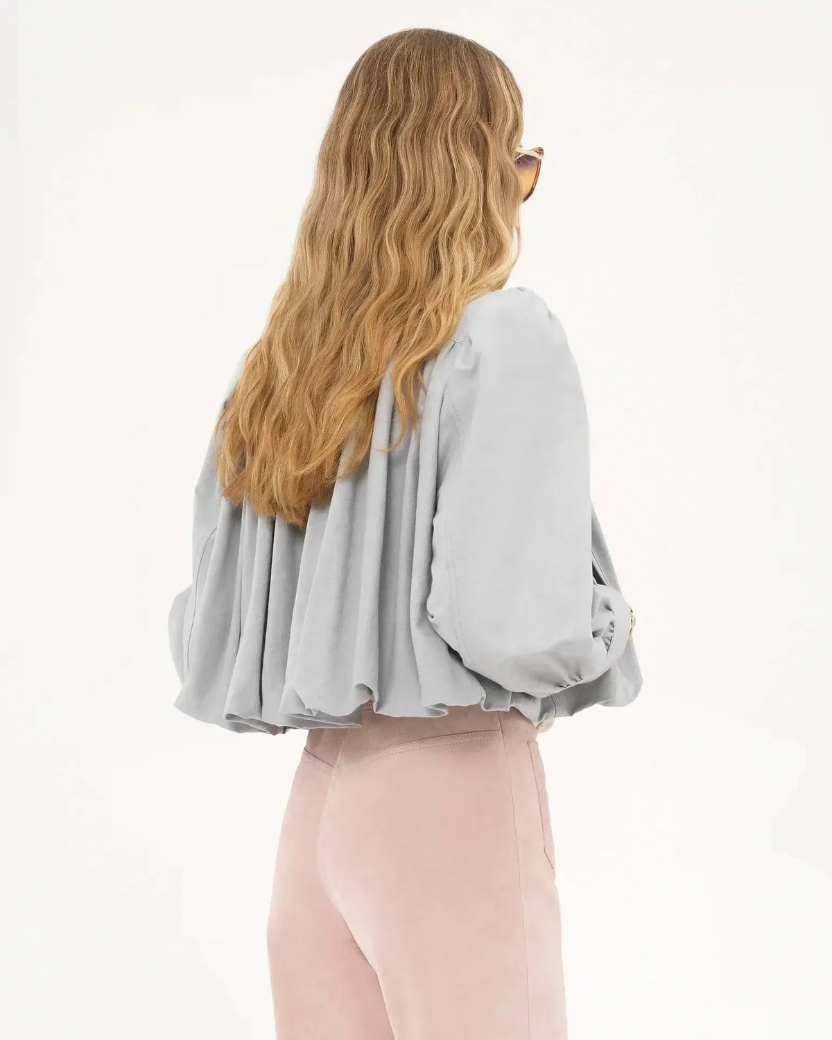 Karen | Cropped Button Front Varsity Jacket with Voluminous Sleeves
