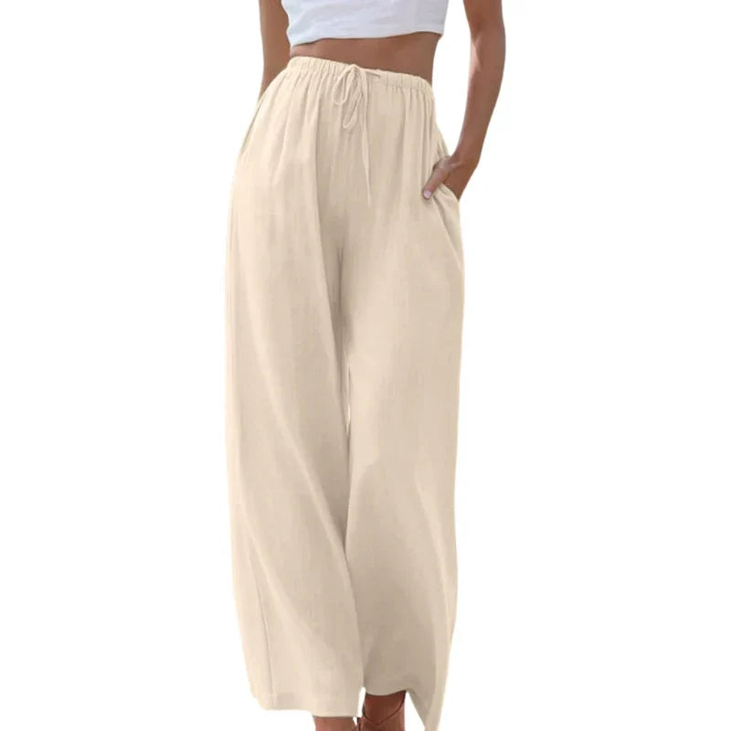 Karen | Women's Wide Leg Trouser with Drawstring Waist and Side Pockets