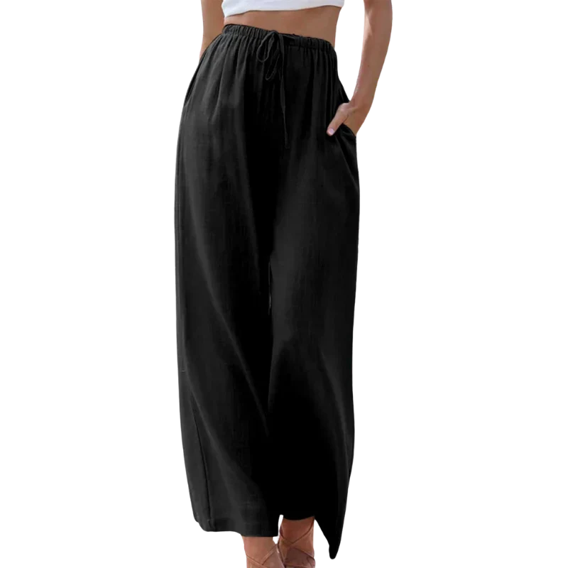 Karen | Women's Wide Leg Trouser with Drawstring Waist and Side Pockets