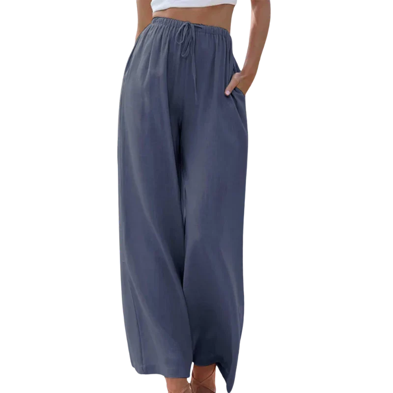 Karen | Women's Wide Leg Trouser with Drawstring Waist and Side Pockets