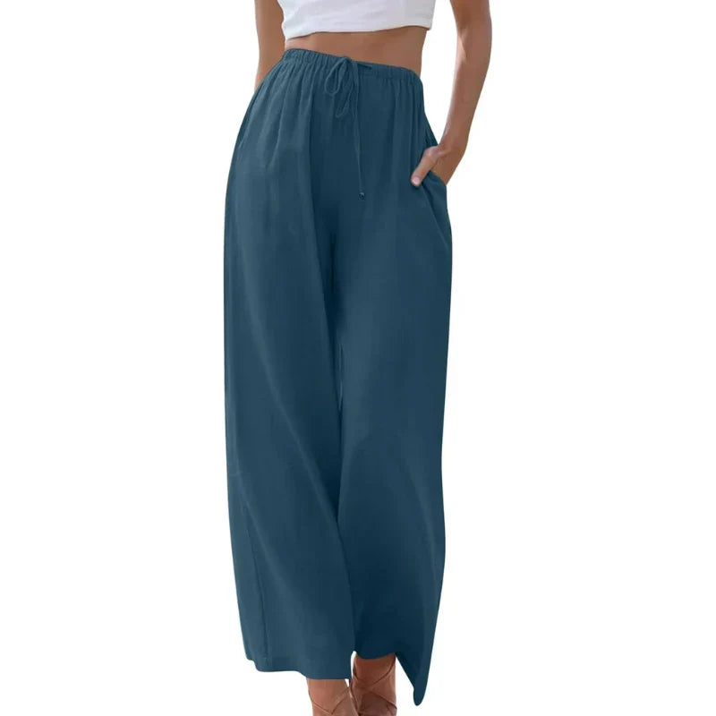 Karen | Women's Wide Leg Trouser with Drawstring Waist and Side Pockets