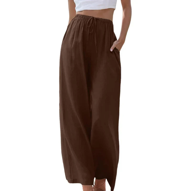 Karen | Women's Wide Leg Trouser with Drawstring Waist and Side Pockets