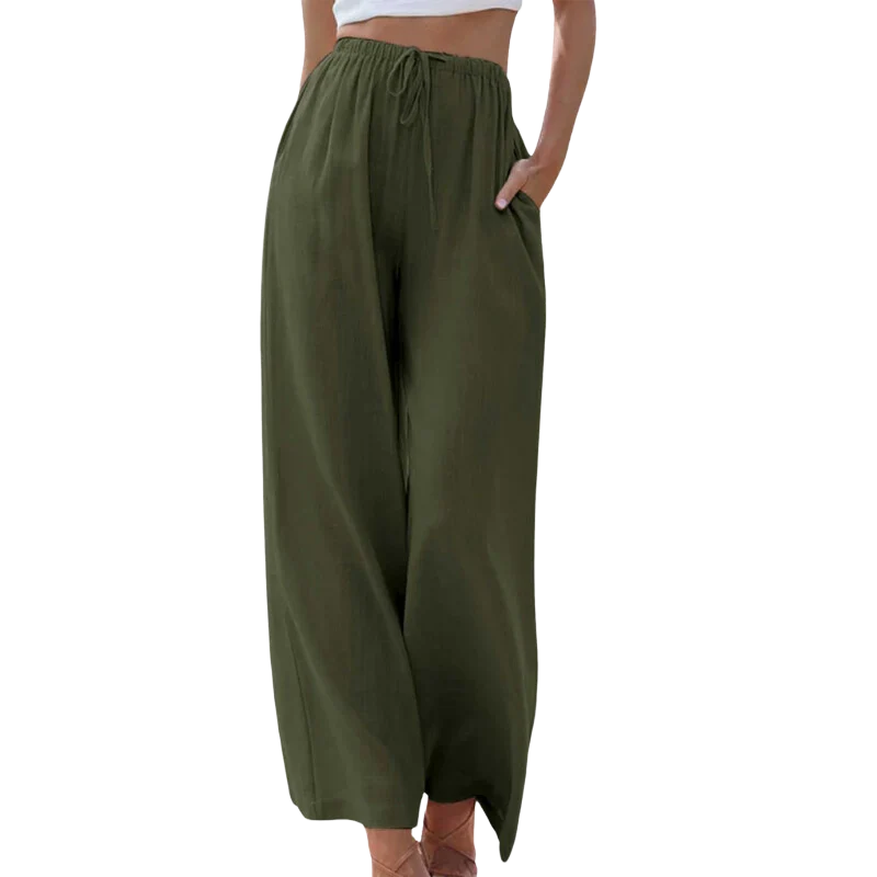 Karen | Women's Wide Leg Trouser with Drawstring Waist and Side Pockets
