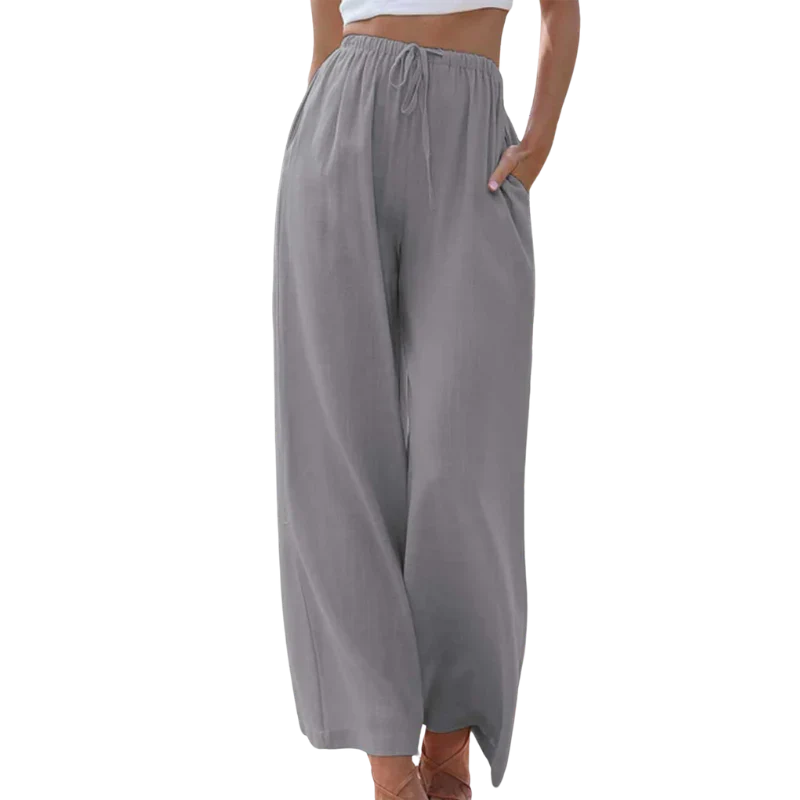 Karen | Women's Wide Leg Trouser with Drawstring Waist and Side Pockets