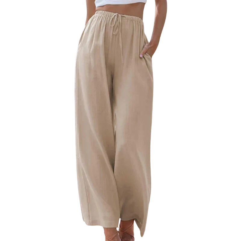 Karen | Women's Wide Leg Trouser with Drawstring Waist and Side Pockets