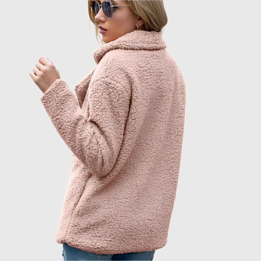 Katja | Double-Breasted Sherpa Jacket with Pockets for Women