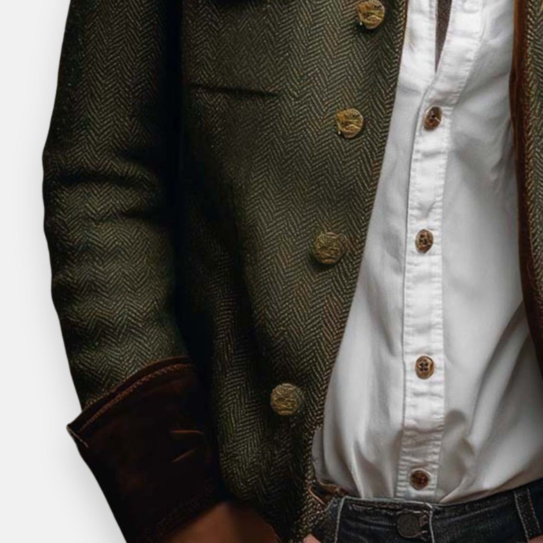 Katja | Herringbone Structured Blazer with Button-Up for Women