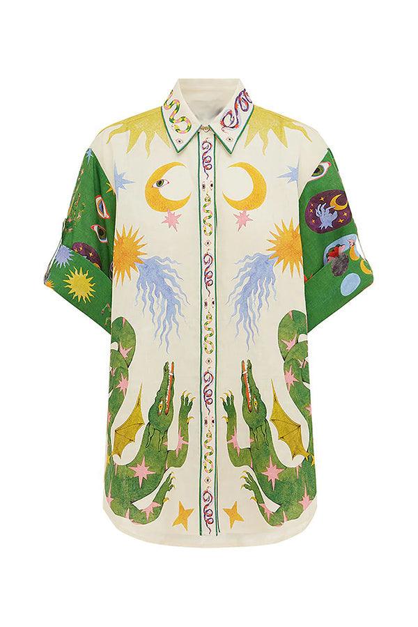 Kayleigh | Women's Printed Shirt Shorts Matching Set with Short Sleeves