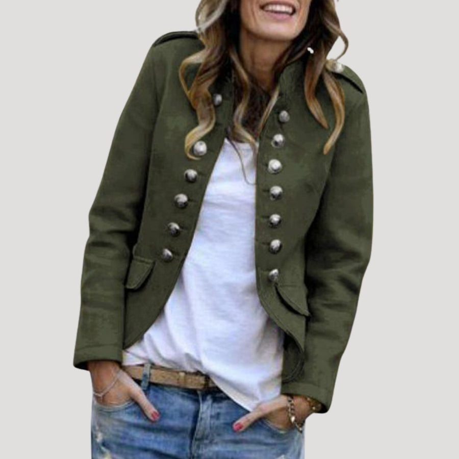 Women's Double-Breasted Military Cropped Jacket