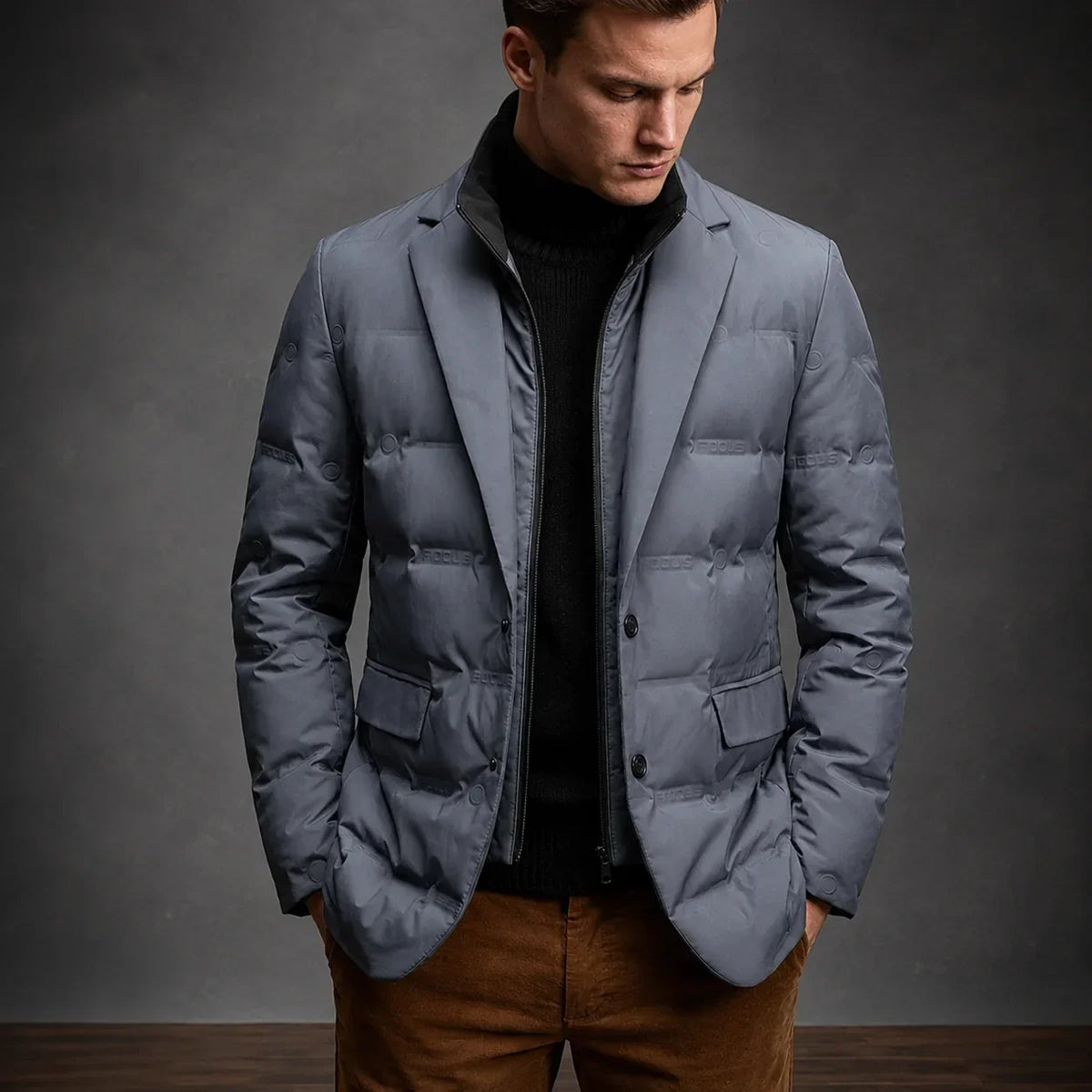 Kieran - Men's Duck Down Puffer Blazer with Button Front