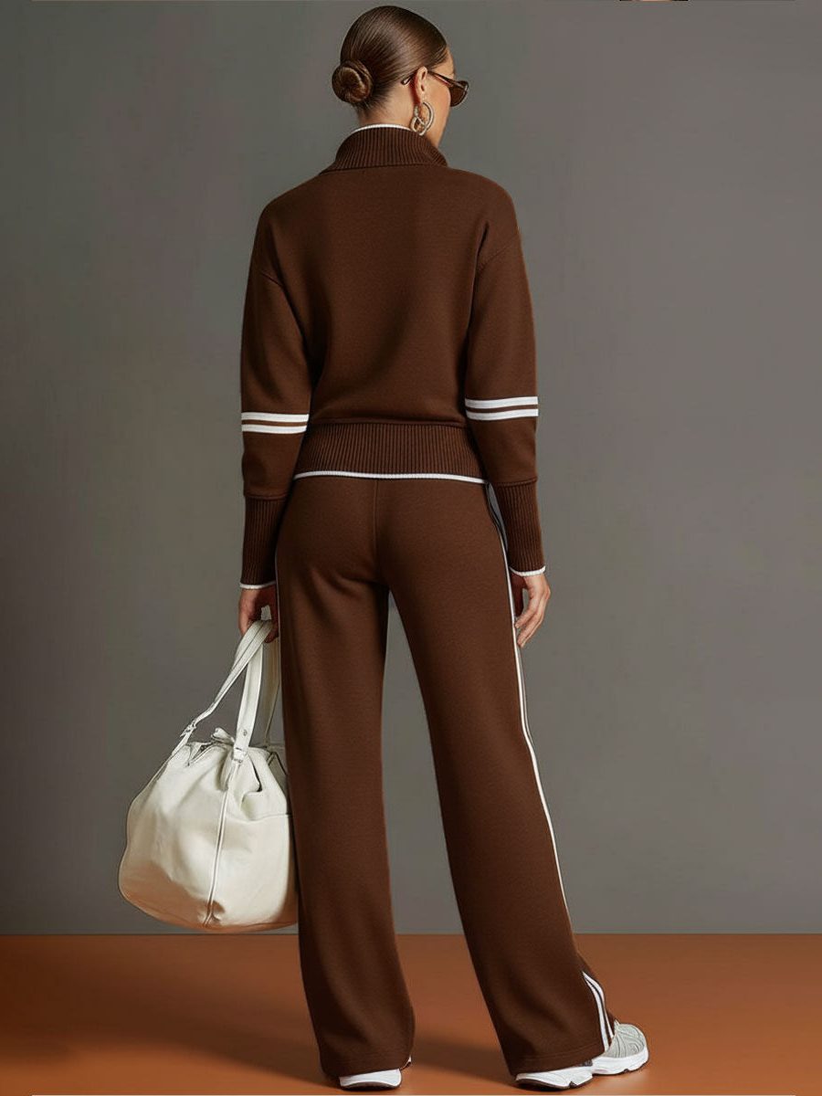 Kimberly | Ribbed Knit Co-Ord Set with Half-Zip for Women