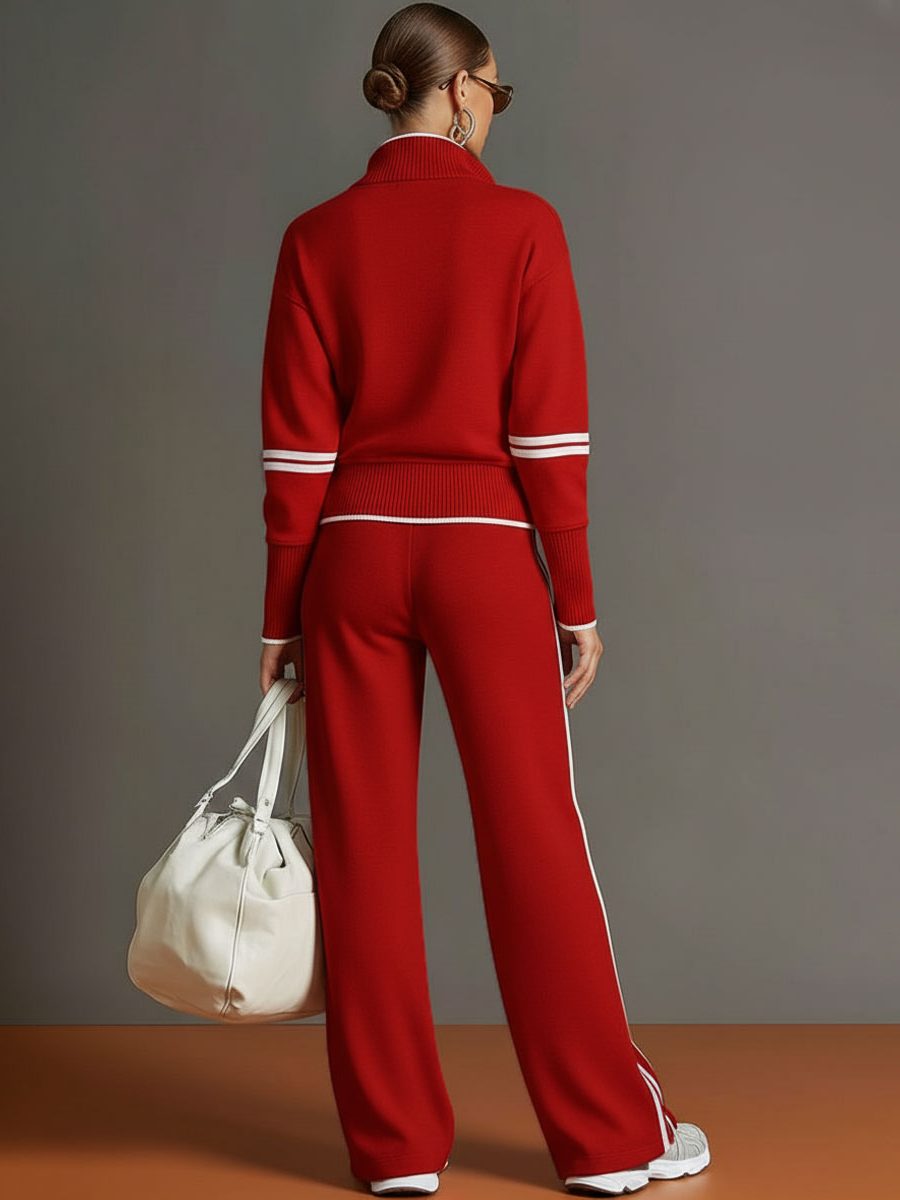 Kimberly | Ribbed Knit Co-Ord Set with Half-Zip for Women