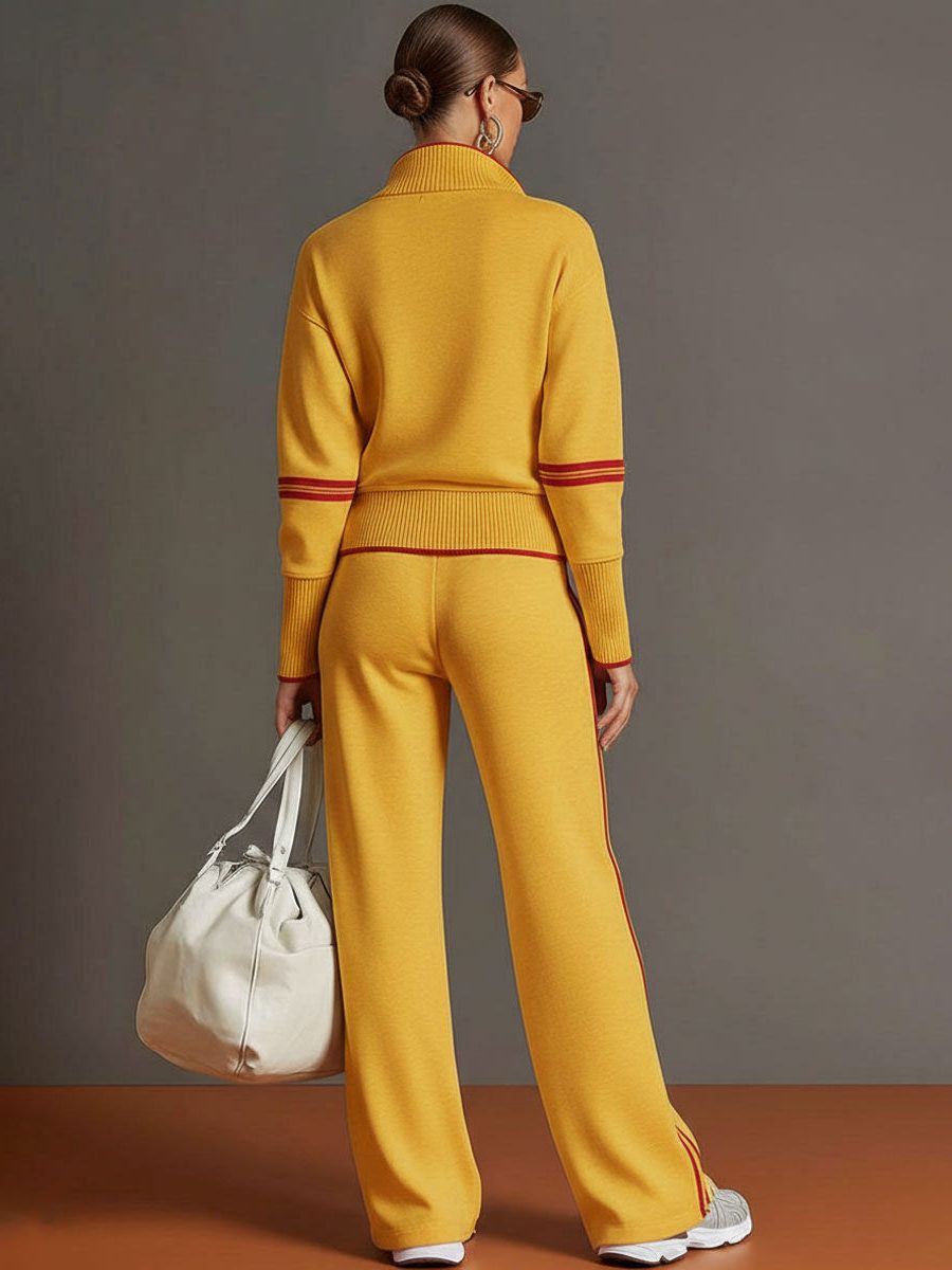 Kimberly | Ribbed Knit Co-Ord Set with Half-Zip for Women